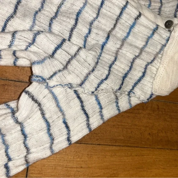 Free People Cream and Blue Striped Collared Cardigan XL NWT - Picture 4 of 6
